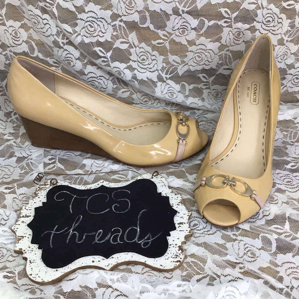 Coach PRECIOUS Nude Open-toe Wedge Heels Women’s 9